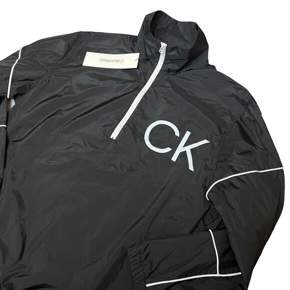 Calvin Klein Jacket Mens S Black Lightweight Windbreaker Pullover 1/4 Activewear - Picture 13 of 14